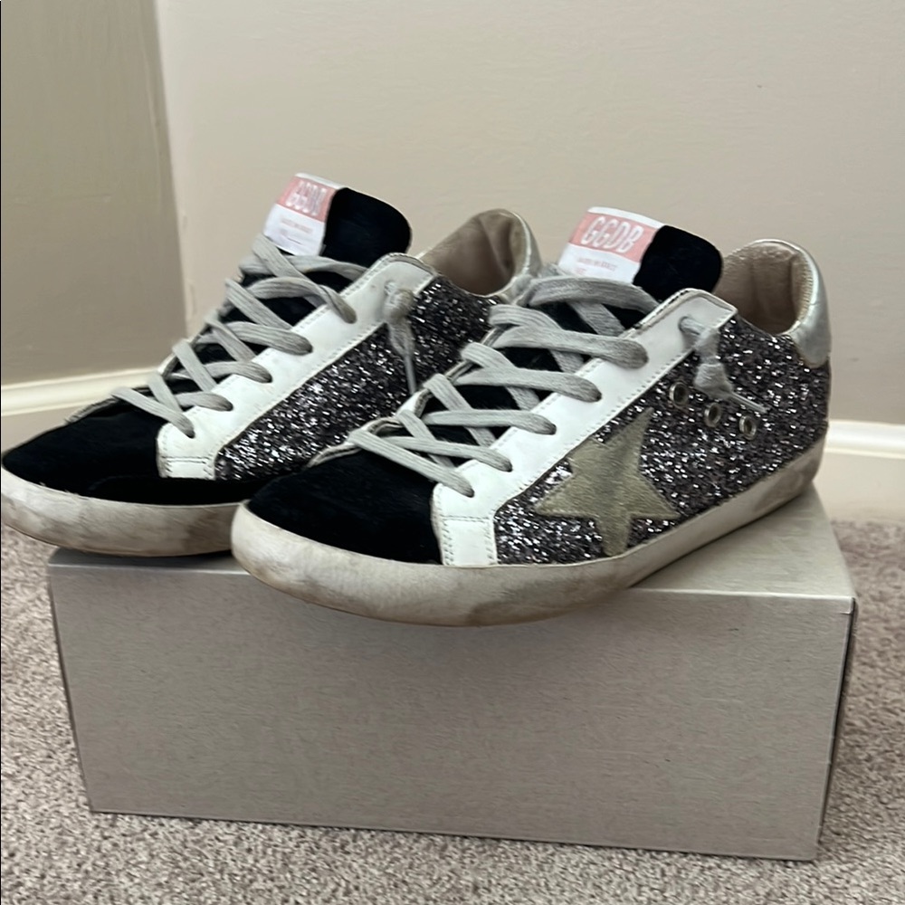 Golden Goose Women's Glitter Sneakers - Black and Silver